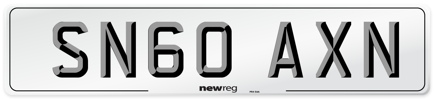 SN60 AXN Number Plate from New Reg